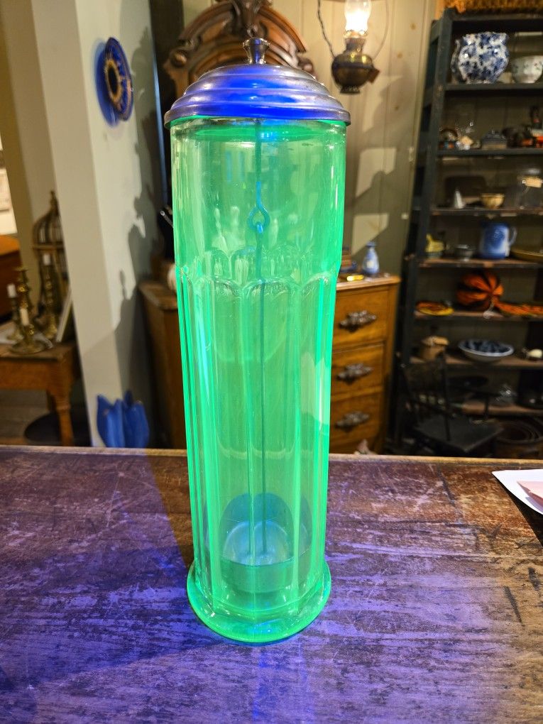 Antique Uranium Glass Straw Holder