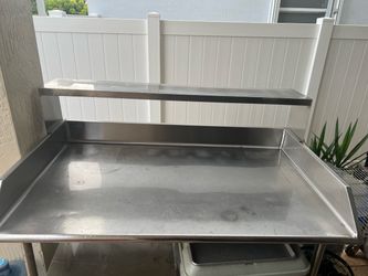 Stainless Steel Prep Table with rolling stainless steel side table