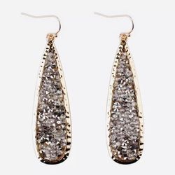 Gold Silver Crystals Tear Drop Dangle Earrings 