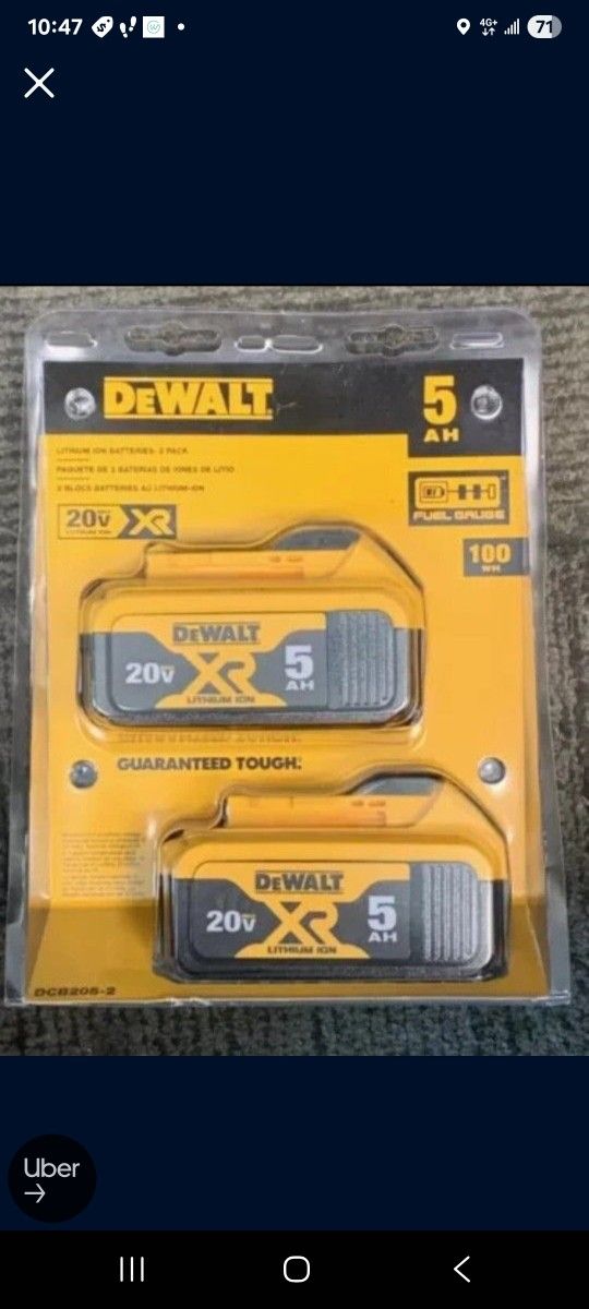 Brand New DEWALT 20 Volt 20v Max XR Li-Ion 5.0 AH Batteries