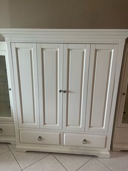 Broyhill TV and China Cabinets Cream Colored