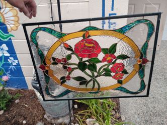 Vintage T. Kreations vintage stained glass with Roses
