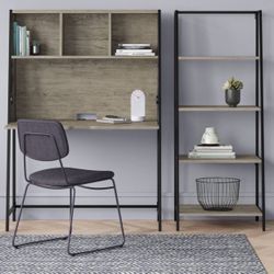 Loring Wood Secretary Desk with Hutch and Charging Station Gray - Project 62