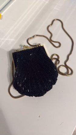Elegant black beaded evening bag
