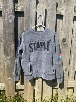 STAPLE WORLD RENOWN PIGEON BRAND Mens Logo Quilted Tweed SweatShirt Size M