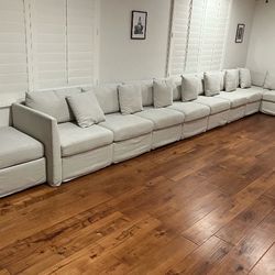 Modular Beige Sectional Sofa Set 9 seats & 1 ottoman