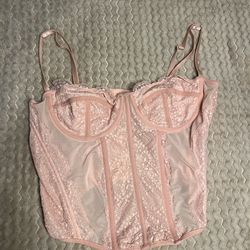 Pink lace corset top size large/M
