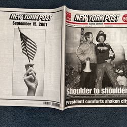 Vintage New York Post newspaper after the towers fell 9/15/01