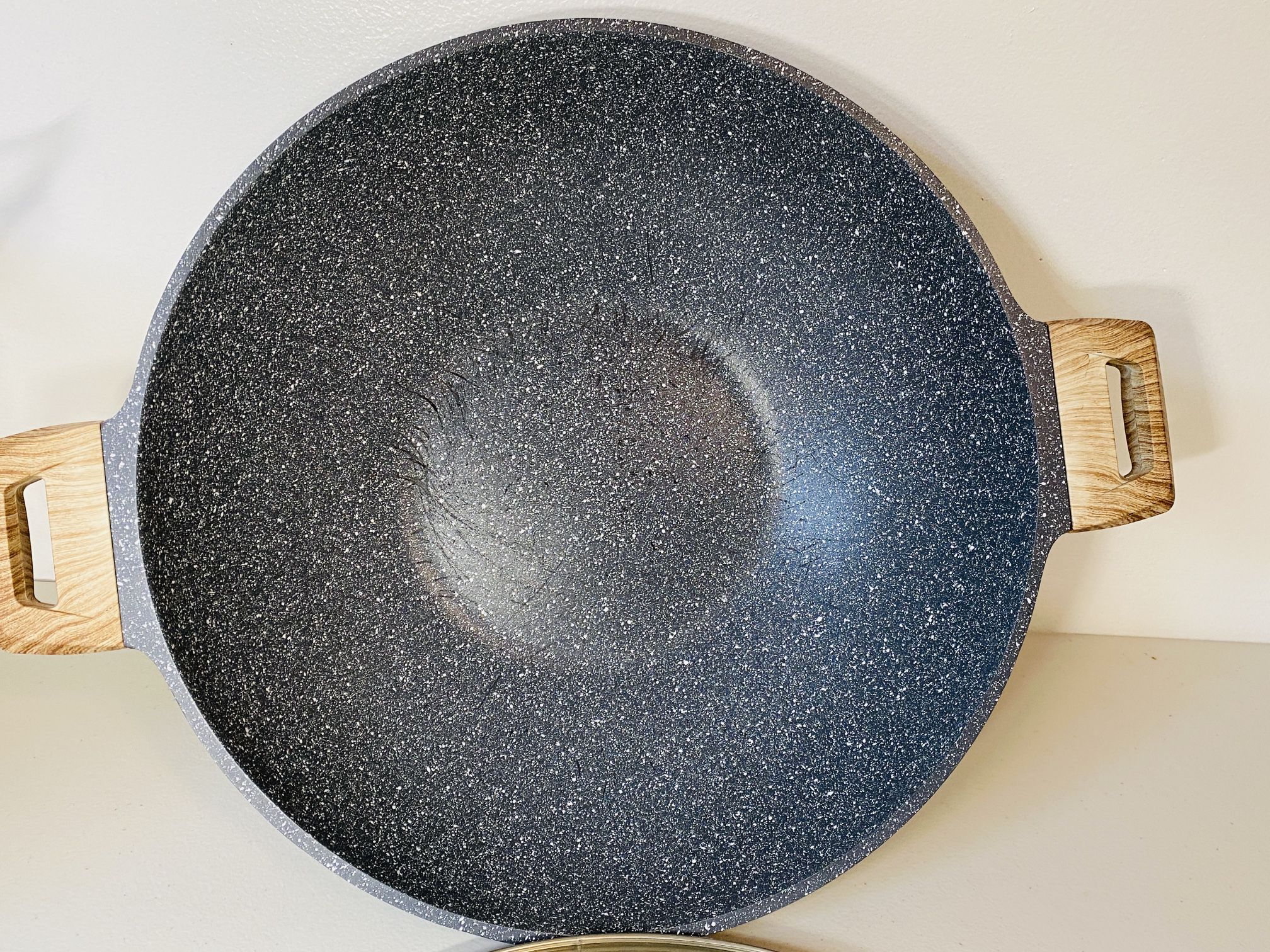Natural Elements Woodstone Non-stick 12 Wok 4.75-Qt Pan With Lid Black New