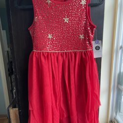 Christmas Dress 10/12 Red Gold 