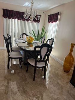 Espresso brown  Dining Table Set with 6 Chairs