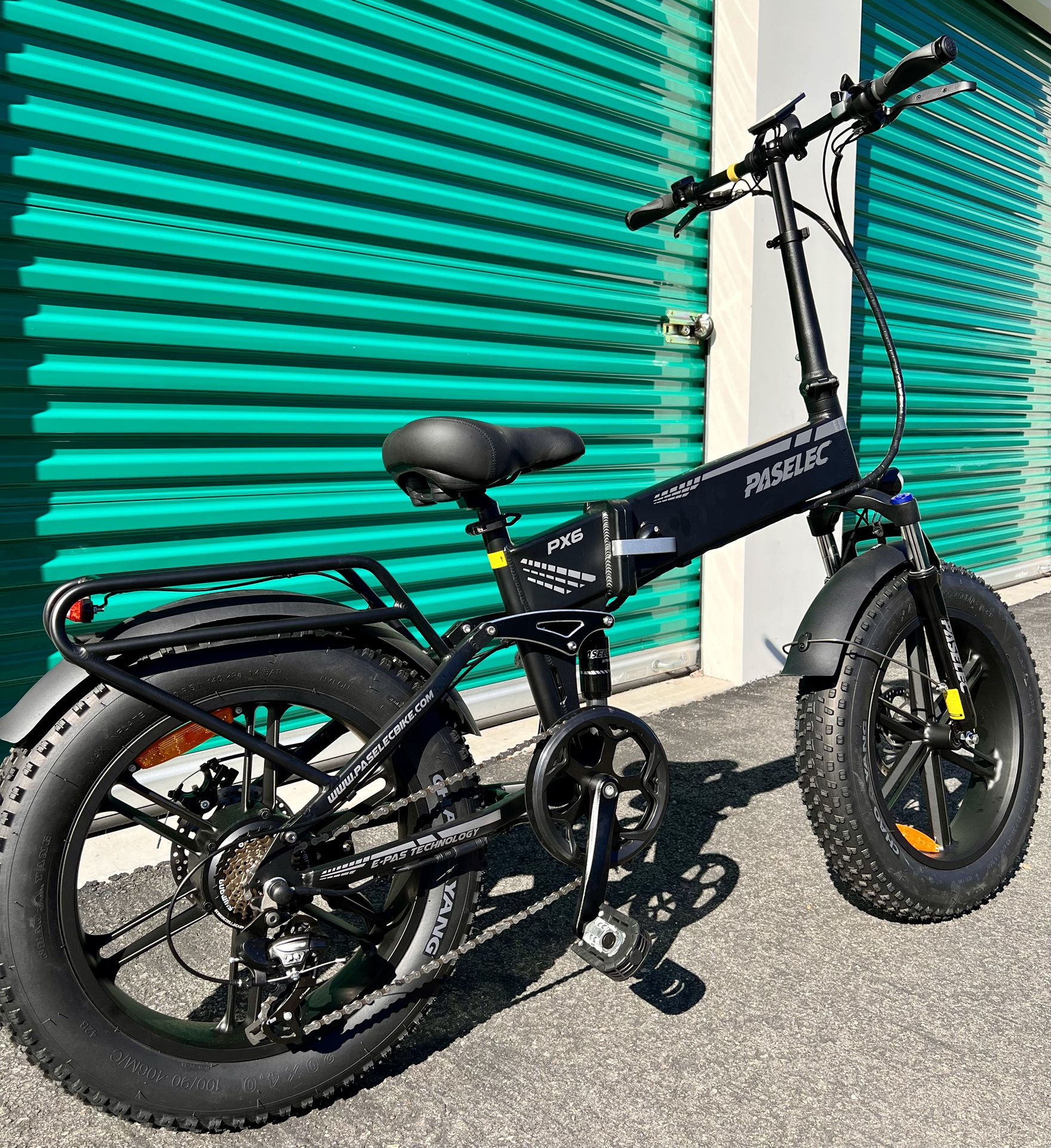 ✅ BRAND NEW - 750 Watt Electric Folding Bike, Power regen Tech, Fat Tire, Full Suspension(Black-OR-Army Green)PX6 Pro Paselec ⚡️