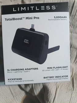 Total boost mini pro 5000mah universal power bank with interchangeable adapters