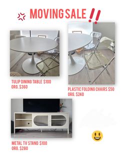 Moving sale: dining table, chairs, tv stand