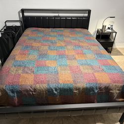 Queen Size Bed Frame with LED Light