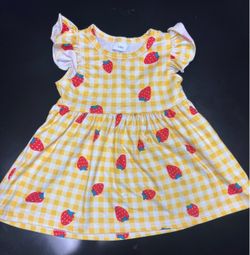 Baby Girl Strawberry Gingham Dress 3-6M