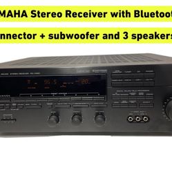 YAMAHA Stereo Receiver with Bluetooth connector + subwoofer and 3 speakers
