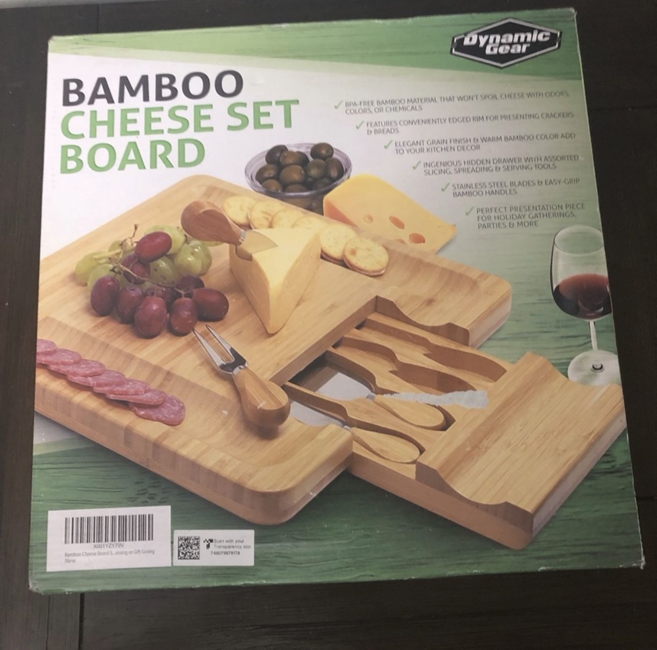 Bamboo Charcuterie Cheese Set Board NEW (sealed)