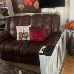 Leather Reclining Sofa 