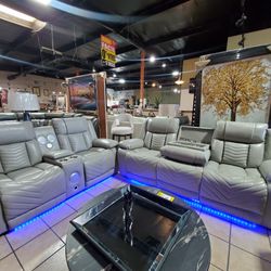 2pc Faux Leather LED Sofa 