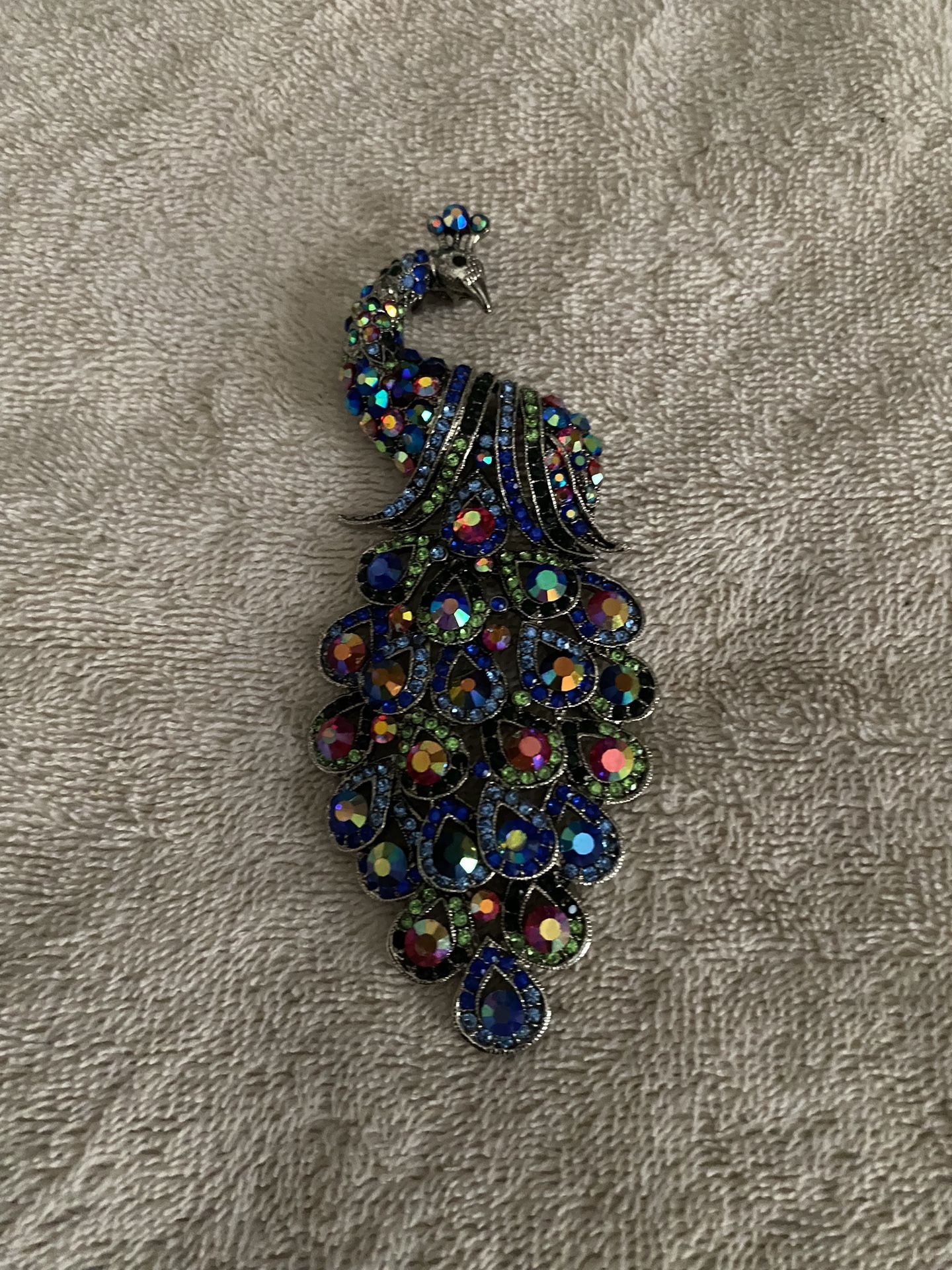CARA New York Colorful Gemstone Peacock Broach
