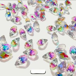 Aurora Prism Crystal Teardrops - 12mm Iridescent Chandelier Beads (100-Pack)