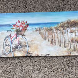 A Bicycle At The Beach Painting