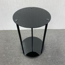 Black Glass 2 Tier Round Table