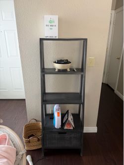 Grey wooden shelf