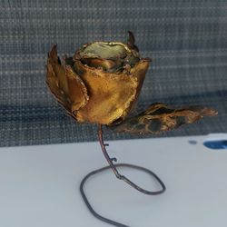 Copper Gold Vintage Wired Rose