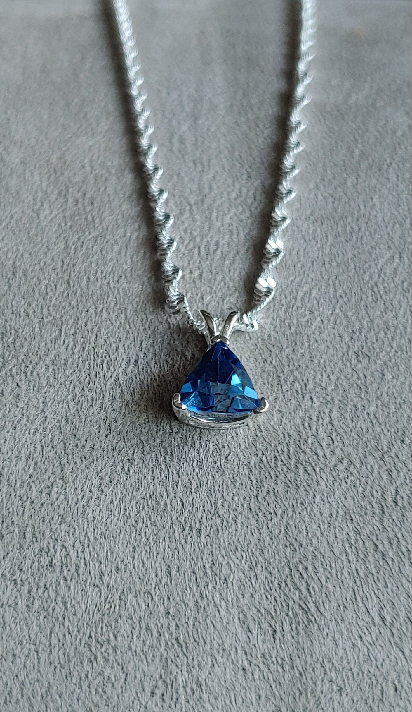 Natural London Blue Trillion Necklace