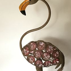 Flamingo: tall glass & metal sculpture