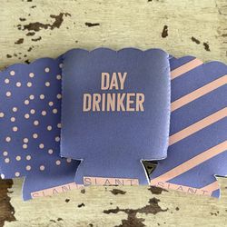Set of 3: Slant Collections Day Drinker Can Cooler Koozie Set in Purple & Pink