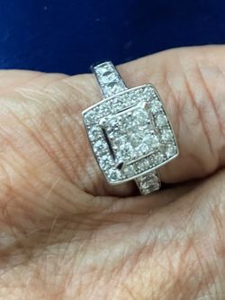 DIAMOND ENGAGEMENT RING 1CTW 14K WHITE GOLD NATURAL STONES