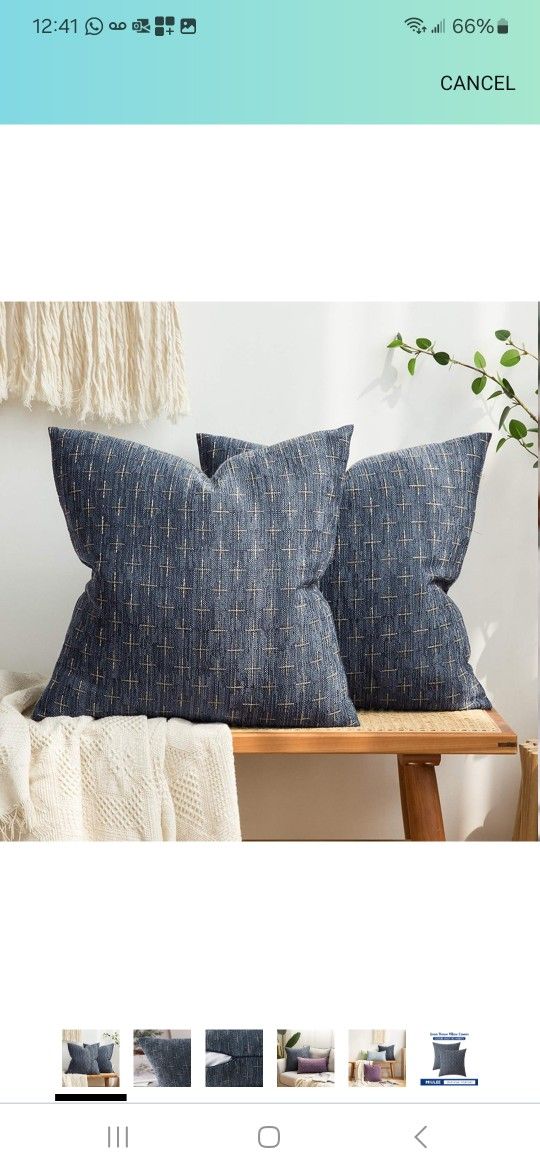 MIULEE Pack of 2 Decorative Burlap Linen Throw Pillow Covers Modern Farmhouse Vintage Pillowcase Rustic Woven Textured Cushion Cover for Sofa Couch Be