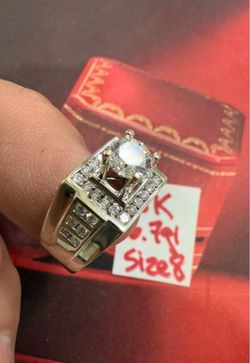 18K Solid White Gold Wedding Ring PLUS 2Ct IN NATURAL DIAMONDS 💎 STONES 6.8Gr Size 8