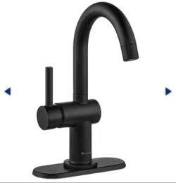 Glacier Bay Dorind Single Hole Single-Handle Deck Mount High-Arc Bathroom Faucet - Matte Black
