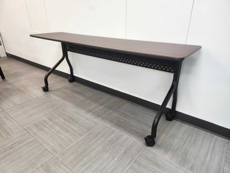 Iceberg (4) Rolling Training Tables 72" - Mahogany Laminate, Casters