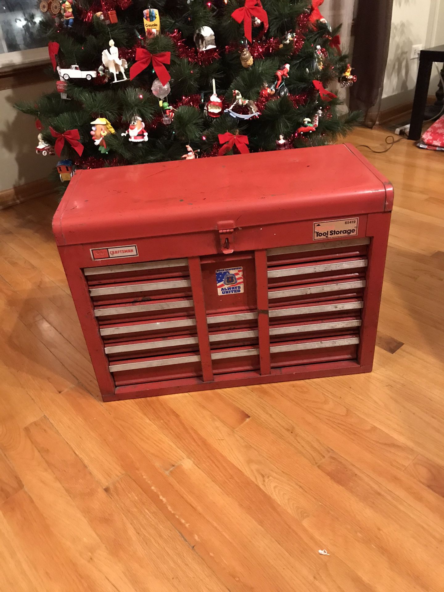 Vintage Craftsman 10 drawer tool box with lock out bars