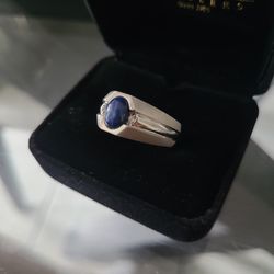 14k White Gold Star Sapphire Ring
