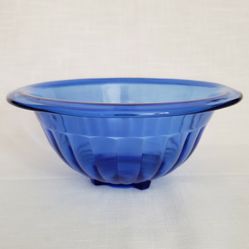 Cobalt Blue Ribbed Glass Bowl