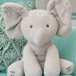 Animated Flappy The Elephant Plush, Singing Stuffed Animal Baby Toy, Gray, 12"