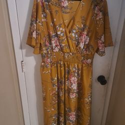 Yellow Floral Print Dress