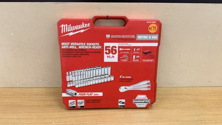 MILWAUKEE 48-22-9008 56 PC./P 3/8” METRIC & SAE RATCHET AND SOCKETS WITH FOUR FLAT SIDED