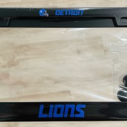 Detroit Lions Metal License Plate Frames (2) New With Hardware