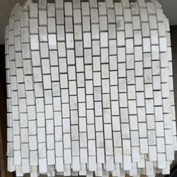 Carrara white marble mosaic tile with a mini brick pattern