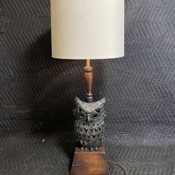 Vintage Japanese Cast Iron Owl Table Lamp (Mid Century)