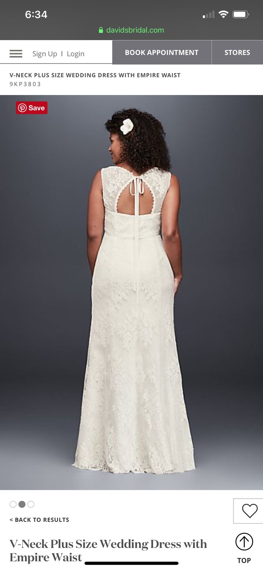 V-neck wedding dress size 16