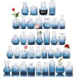Glass Bud Vases Set of 36PCS, Small Flower Vases for Wedding Centerpiece Table Decoration, Vintage Vase in Bulk for Flower Arrangements, Mini Vase for