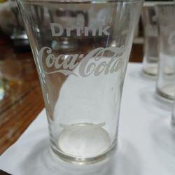  COCA COLA GLASSES with ETCHED SYRUP LINE